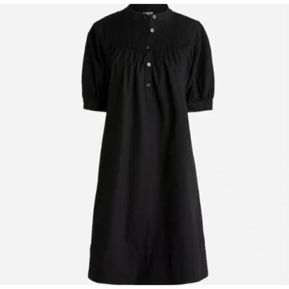 J.Crew NWOT Short-sleeve Mini Shirtdress in Cotton Poplin in Black-Small Tall